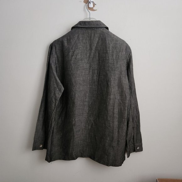 WEEKEND MAX MARA | lInen button down shirt jacket gray sz 6 - Picture 4 of 4